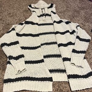 Rewind - Hooded Striped  Open Front Cardigan